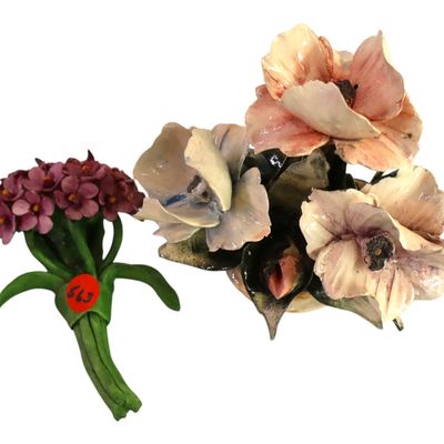Sale Photo Thumbnail #69: PR Vintage Capodimonte Porcelain Flower Bouquets
