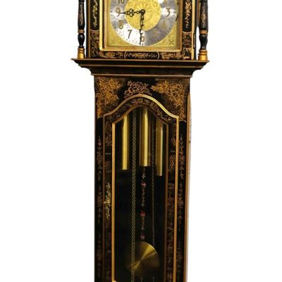 Sale Photo Thumbnail #223: Vtg. chinoiserie decorated grandfather clock