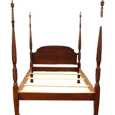 Sale Photo Thumbnail #233: Solid Mahogany Queen Carved Rice 4-Poster Bed