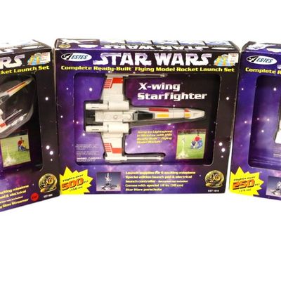 Sale Photo Thumbnail #111: 3 vintage Star Wars model rocket launch sets by Estes, new in boxes, unused and unopened. Ea. Box 14"h x 16"w x 4"d