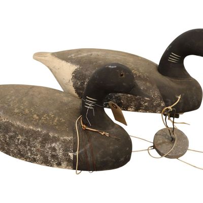 Sale Photo Thumbnail #85: PR vtg wood decoys attr Wildfowler Decoy Company