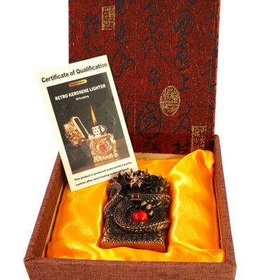 Sale Photo Thumbnail #144: Retro Chinese Dragon Kerosene Lighter Gift Boxed