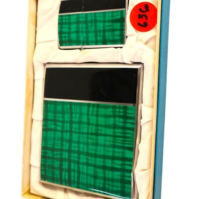 Sale Photo Thumbnail #143: Art Deco Faux Malachite Lighter Cigarette Case Set