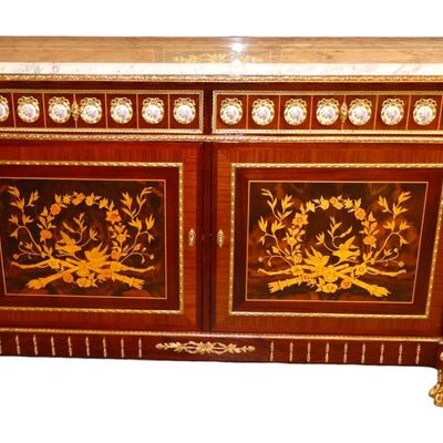 Sale Photo Thumbnail #3: Mariner 1893 Louis Revival Marble Top Buffet