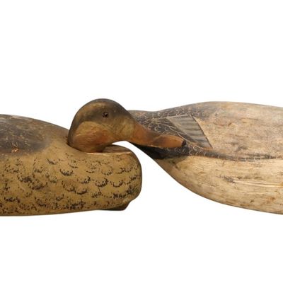 Sale Photo Thumbnail #87: PR vtg wood decoys attr Wildfowler Decoy Company