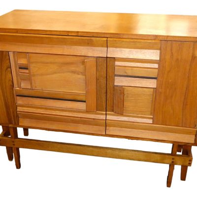 Sale Photo Thumbnail #39: Mid Century Modern walnut 2-dr chest on frame