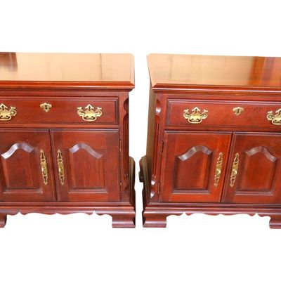 Sale Photo Thumbnail #250: Pair PA House solid cherry 1-drwr 2-dr nightstands