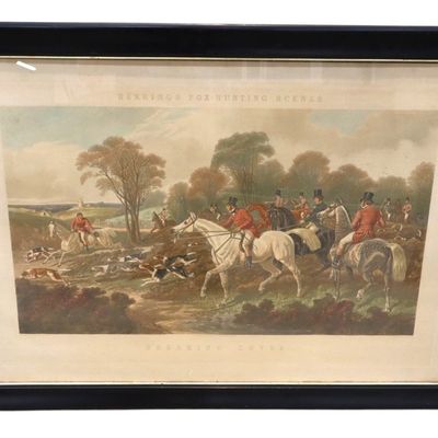 Sale Photo Thumbnail #129: Antique Herring Fox Hunting scene titled Breaking Cover