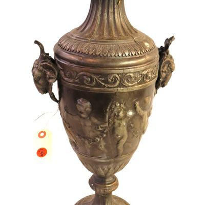 Sale Photo Thumbnail #102: Antique Neoclassical Figural Spelter Cherub Urn