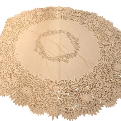 Sale Photo Thumbnail #208: Vintage laced linen tablecloth