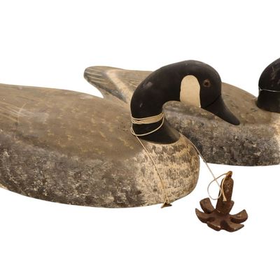 Sale Photo Thumbnail #89: PR Vtg Wildfowler Canada Goose Wood Duck Decoys