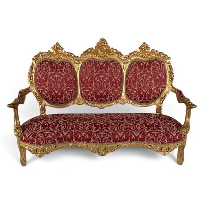 Sale Photo Thumbnail #119: Italian Giltwood Triple-Back Settee