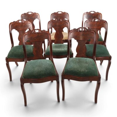 Sale Photo Thumbnail #125: Seven Gothic Revival Mahogany Gondola Chairs