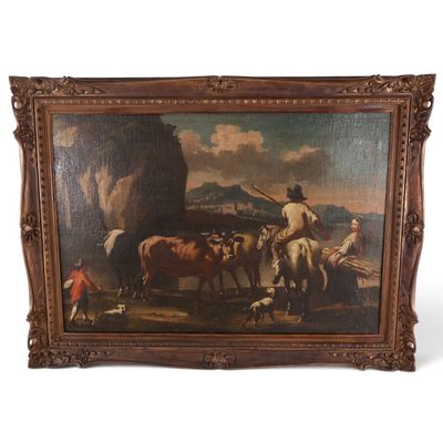 Sale Photo Thumbnail #41: After Berchem, Italianate Pastoral Landscape