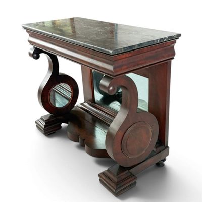 Sale Photo Thumbnail #68: Classical Mahogany & Marble Pier Table
