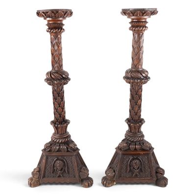 Sale Photo Thumbnail #17: Pair Continental Carved Wood Pedestals