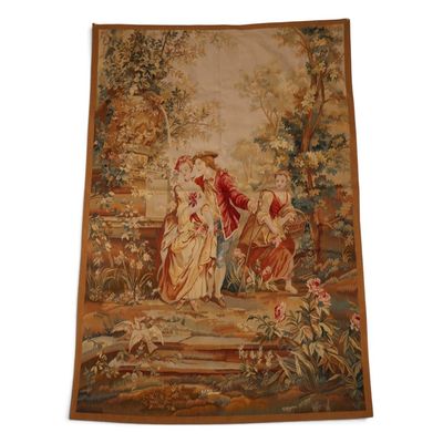 Sale Photo Thumbnail #29: European Pastoral Courtship Tapestry