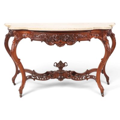 Sale Photo Thumbnail #62: Meeks Attr. Rosewood Marble Console Table