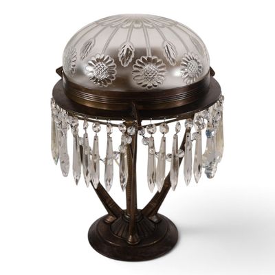 Sale Photo Thumbnail #18: Art Nouveau-Style Cut-Glass Prism Lamp