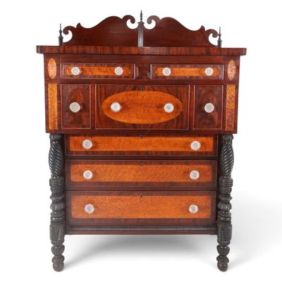 Sale Photo Thumbnail #60: Federal Mahogany & Figured Maple Tall Chest