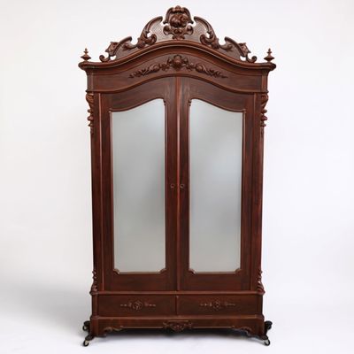 Sale Photo Thumbnail #78: Rococo Mahogany & Maple Mirrored Wardrobe