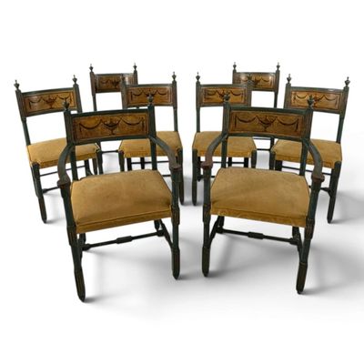 Sale Photo Thumbnail #81: 8 Neoclassical Painted Dining Chairs