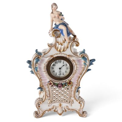 Sale Photo Thumbnail #7: New Haven Figural Porcelain Mantel Clock