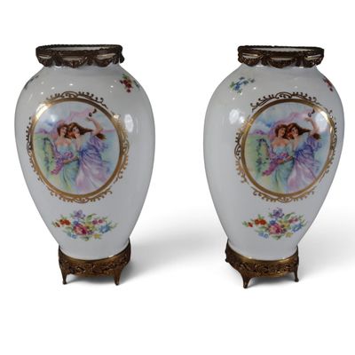 Sale Photo Thumbnail #116: Pair Bronze-Mounted Porcelain Mantel Vases