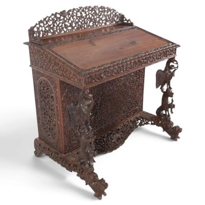 Sale Photo Thumbnail #85: Anglo-Indian Carved Davenport Desk