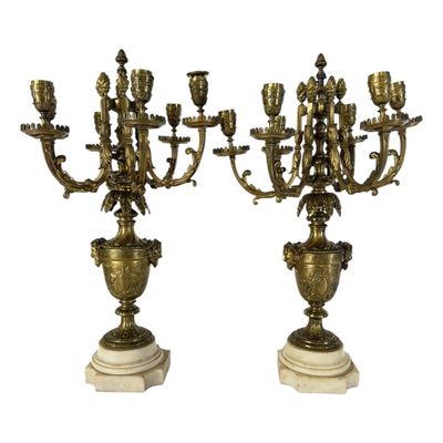 Sale Photo Thumbnail #3: Pair French Napoleon III Gilt Candelabra