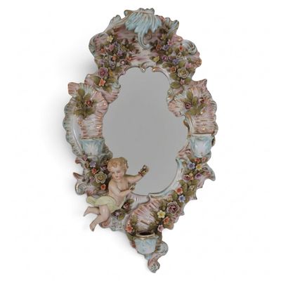 Sale Photo Thumbnail #9: Sitzendorf Rococo Porcelain Wall Mirror