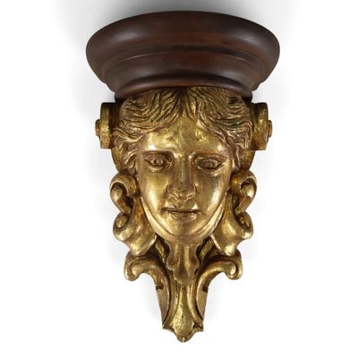 Sale Photo Thumbnail #16: Carved Giltwood Mask-Form Wall Bracket
