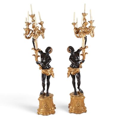 Sale Photo Thumbnail #52: Pair Monumental Blackamoor Torcheres