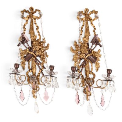 Sale Photo Thumbnail #25: Pair French Louis XVI-Style Girandole Sconces