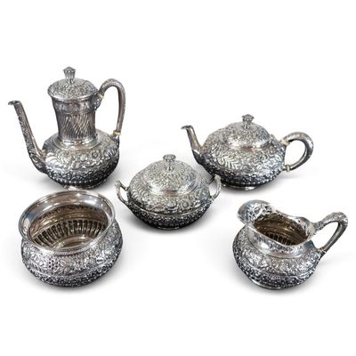 Sale Photo Thumbnail #50: Tiffany Five-Piece Repousse Sterling Service