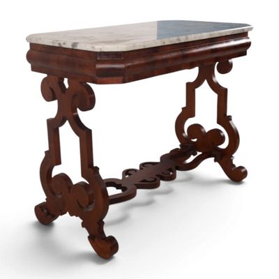 Sale Photo Thumbnail #104: Late Classical Mahogany Marble-Top Table