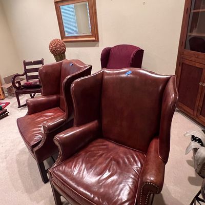 Sale Photo Thumbnail #13: Leather Wingback Chairs