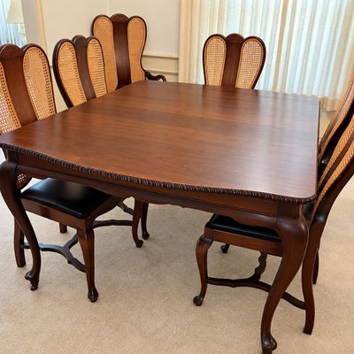 Sale Photo Thumbnail #41: Vintage Dining table and cane back chairs