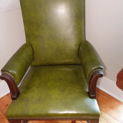 Green Leather Library Armchair
