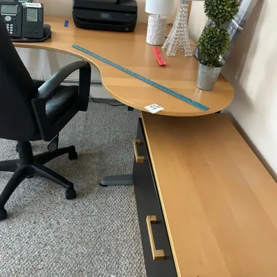 Curved Corner Office Desk & Black Executive Chair ($7.81)
