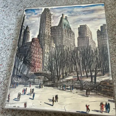 Framed NYC/Central Park cityscape artwork ($7.81)