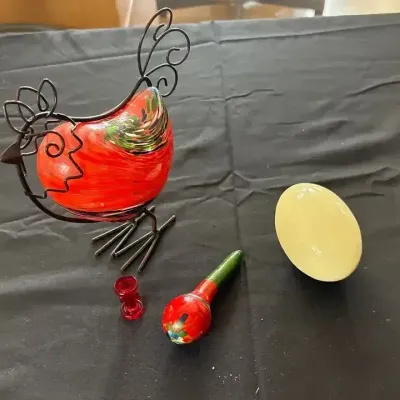 Whimsical Rooster & Egg Decorative Figurine Collection