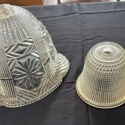 Vintage Clear Pressed Glass Lamp Shades - 2 Pieces
