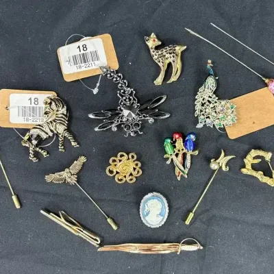 Vintage Women’s Broche And Pin Lot 17 Pieces