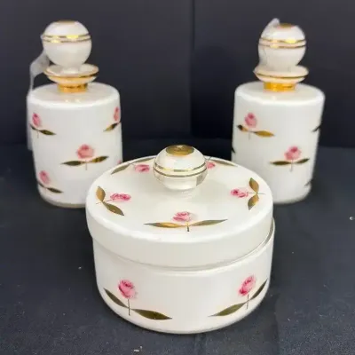 Lot Of 3 Vintage Irving W. Rice & Co. Jars Cosmetic, Apothecary NYC Made In Germany U.S. Zone 
