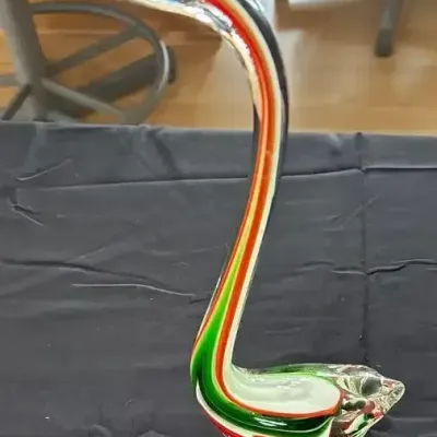 Colorful Hand Blown Art Glass Long-neck Goose