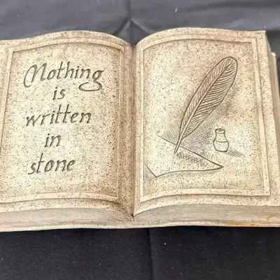 “Nothing Is Written In Stone” Book-Shaped Stone Decor