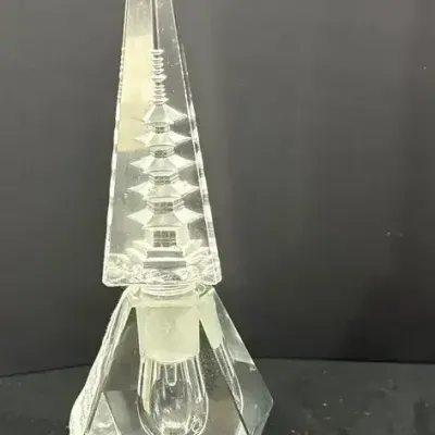 Vintage Art Deco Cut Crystal Perfume Bottle & Crystal Ornament