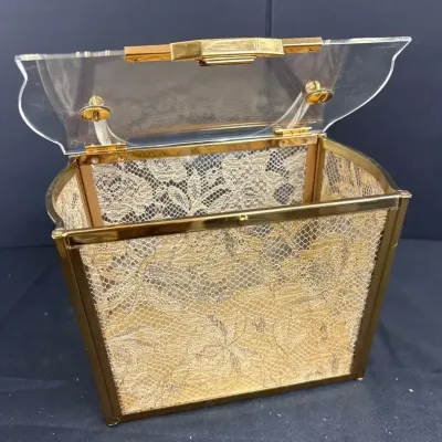 Vintage 1950s Majestic “Gilded Lace” Lucite Box Bag