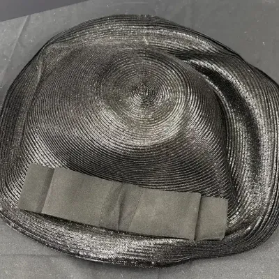 Vintage Christian Dior New York Black Woven Hat With Bow